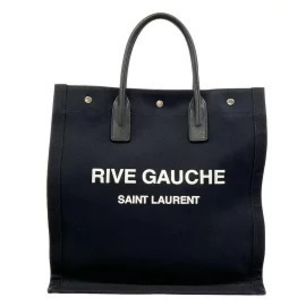 SAINT LAURENT PARIS North South Rive Gauche Tote Bag Black Leather